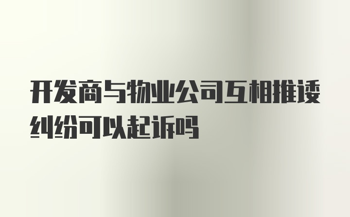 开发商与物业公司互相推诿纠纷可以起诉吗