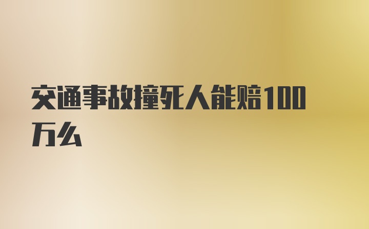 交通事故撞死人能赔100万么