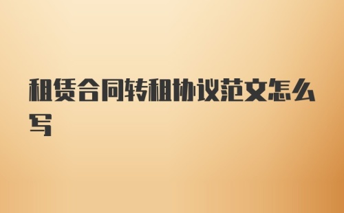 租赁合同转租协议范文怎么写