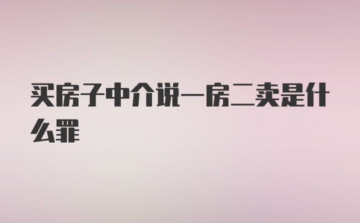 买房子中介说一房二卖是什么罪