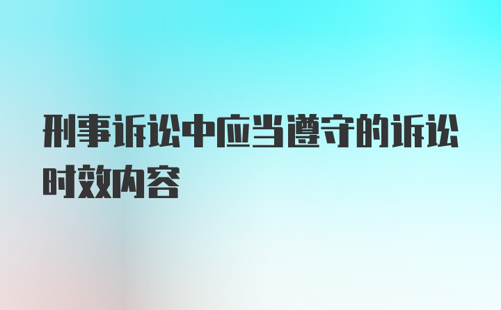 刑事诉讼中应当遵守的诉讼时效内容