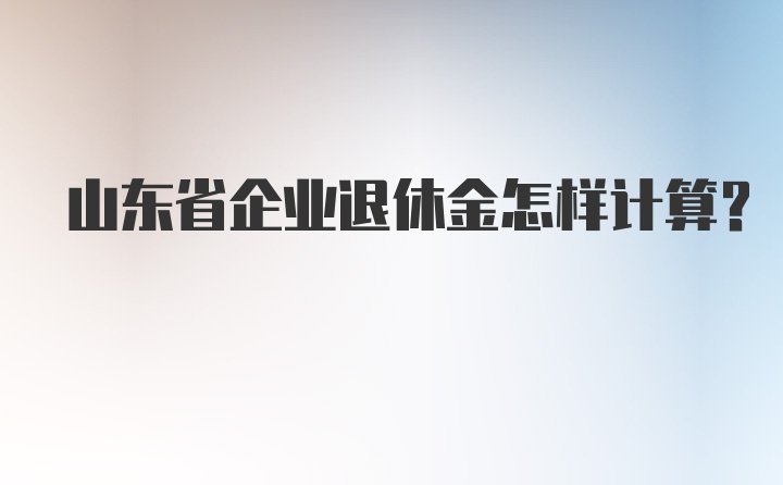 山东省企业退休金怎样计算？