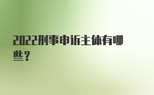 2022刑事申诉主体有哪些?