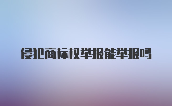 侵犯商标权举报能举报吗