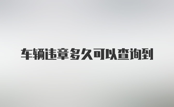 车辆违章多久可以查询到