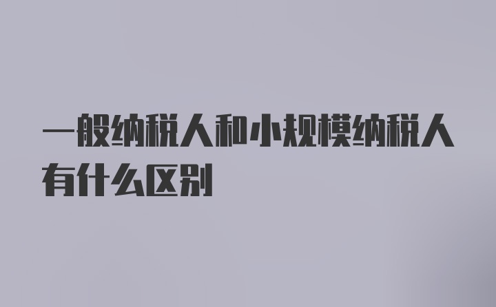 一般纳税人和小规模纳税人有什么区别