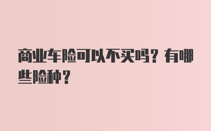 商业车险可以不买吗？有哪些险种？