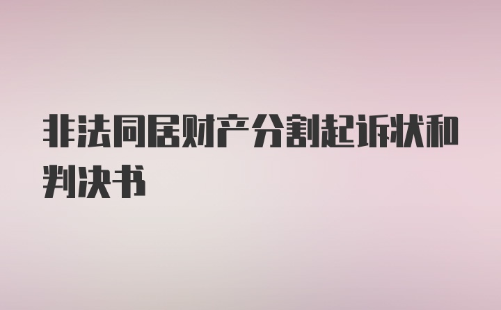 非法同居财产分割起诉状和判决书