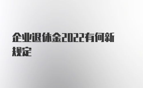 企业退休金2022有何新规定