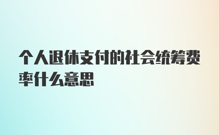 个人退休支付的社会统筹费率什么意思