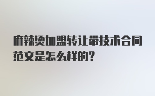 麻辣烫加盟转让带技术合同范文是怎么样的?