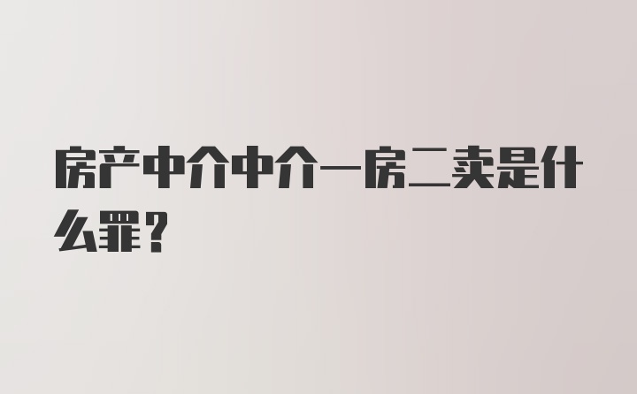 房产中介中介一房二卖是什么罪？