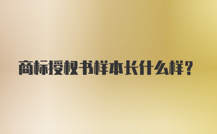 商标授权书样本长什么样?