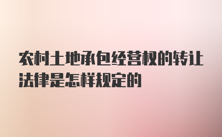 农村土地承包经营权的转让法律是怎样规定的