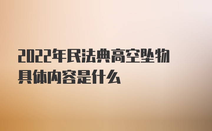 2022年民法典高空坠物具体内容是什么