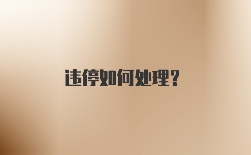违停如何处理？