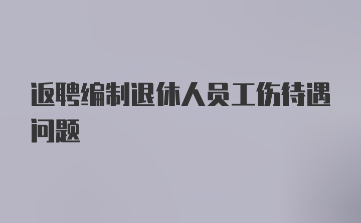 返聘编制退休人员工伤待遇问题