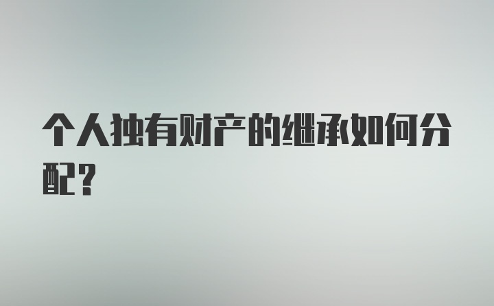 个人独有财产的继承如何分配？