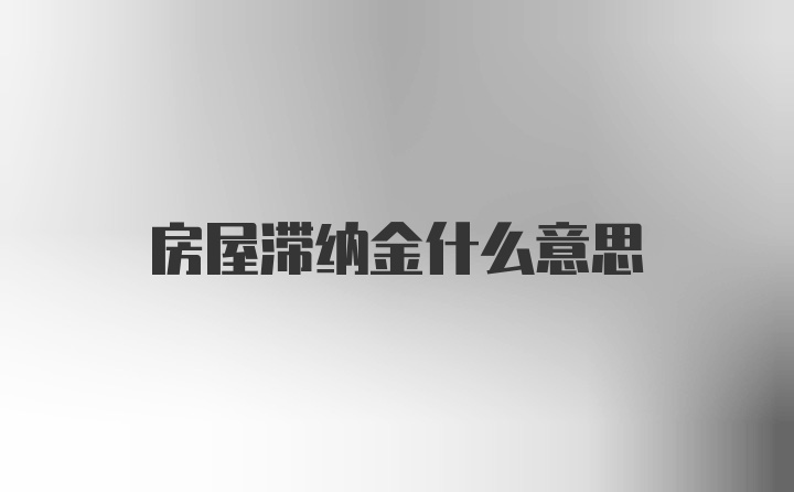 房屋滞纳金什么意思