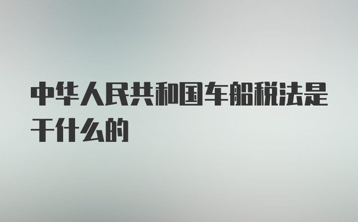 中华人民共和国车船税法是干什么的