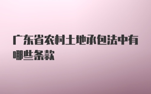 广东省农村土地承包法中有哪些条款