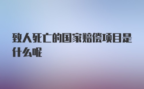 致人死亡的国家赔偿项目是什么呢