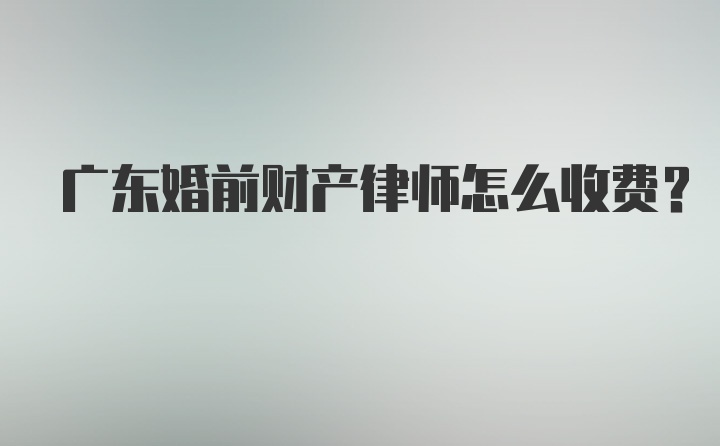 广东婚前财产律师怎么收费?