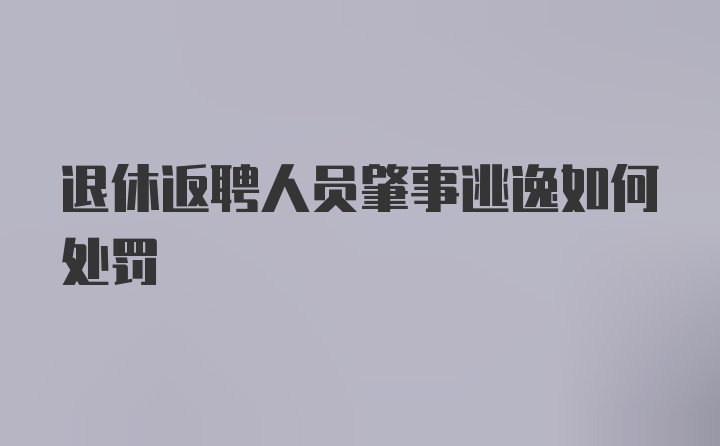 退休返聘人员肇事逃逸如何处罚