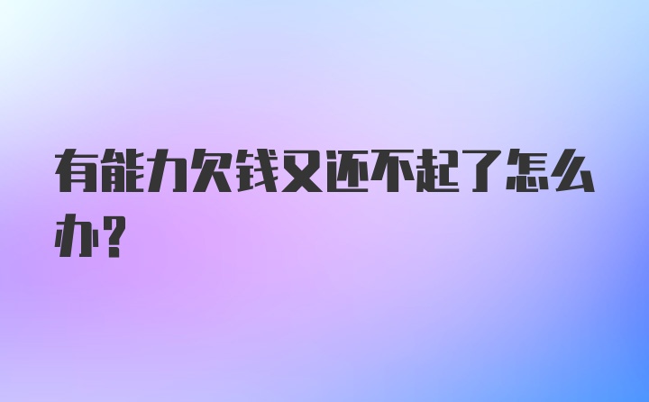 有能力欠钱又还不起了怎么办？