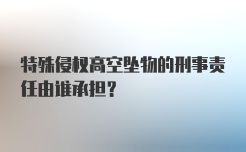 特殊侵权高空坠物的刑事责任由谁承担?