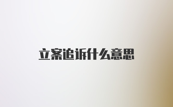 立案追诉什么意思