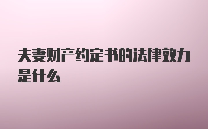 夫妻财产约定书的法律效力是什么