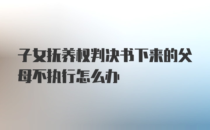 子女抚养权判决书下来的父母不执行怎么办