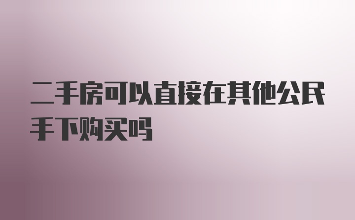 二手房可以直接在其他公民手下购买吗