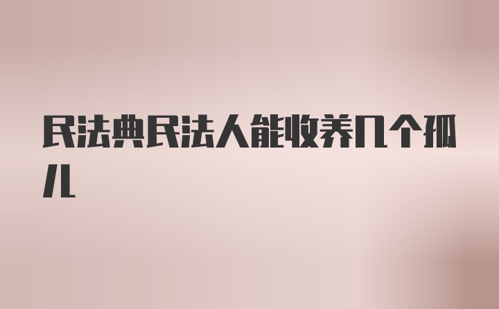 民法典民法人能收养几个孤儿