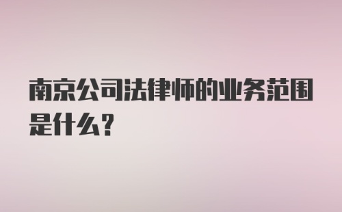 南京公司法律师的业务范围是什么？