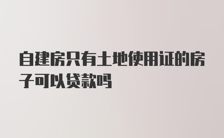 自建房只有土地使用证的房子可以贷款吗