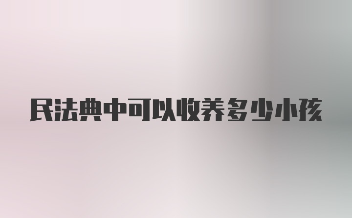 民法典中可以收养多少小孩