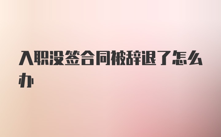 入职没签合同被辞退了怎么办