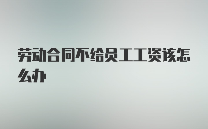 劳动合同不给员工工资该怎么办