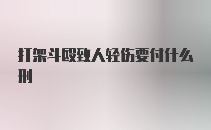 打架斗殴致人轻伤要付什么刑