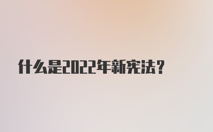 什么是2022年新宪法？