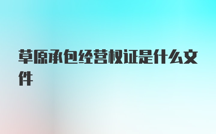 草原承包经营权证是什么文件