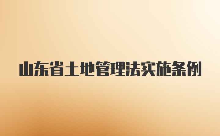 山东省土地管理法实施条例