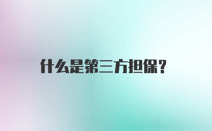 什么是第三方担保？