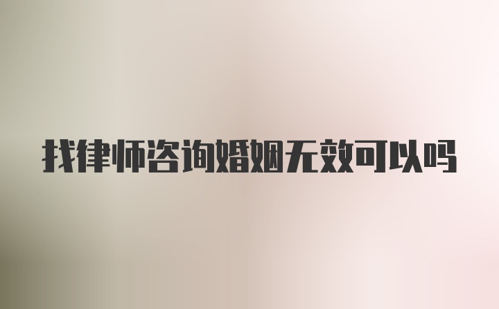 找律师咨询婚姻无效可以吗