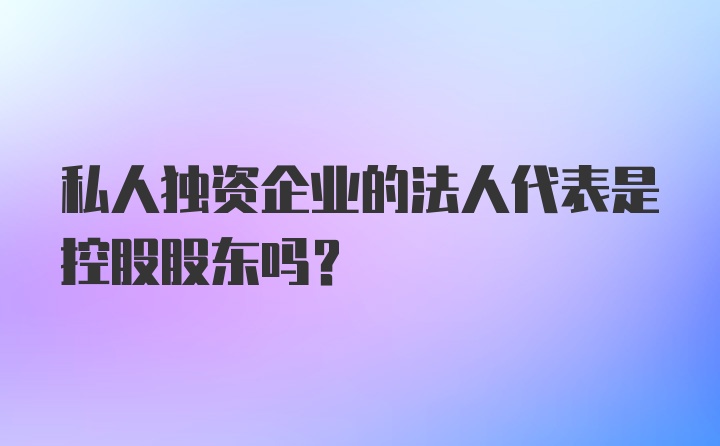 私人独资企业的法人代表是控股股东吗？