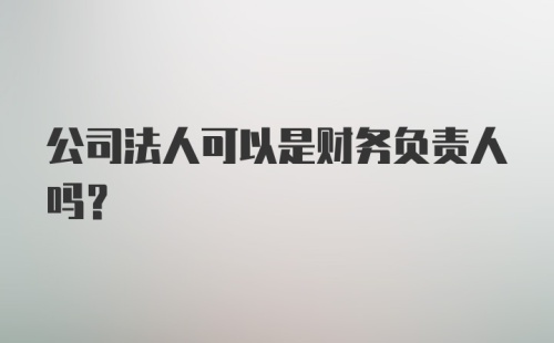 公司法人可以是财务负责人吗?