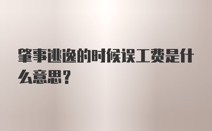 肇事逃逸的时候误工费是什么意思?