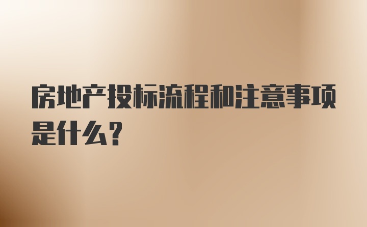 房地产投标流程和注意事项是什么？